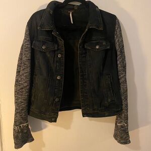 Free People Black and Gray Denim Jacket